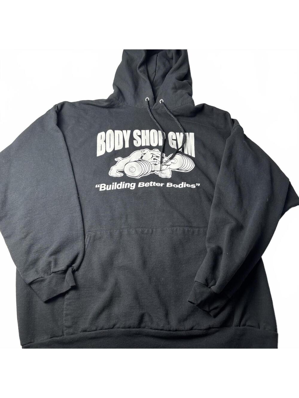 Body Shop Gym Black Hoodie with 'Building Better Bodies' and